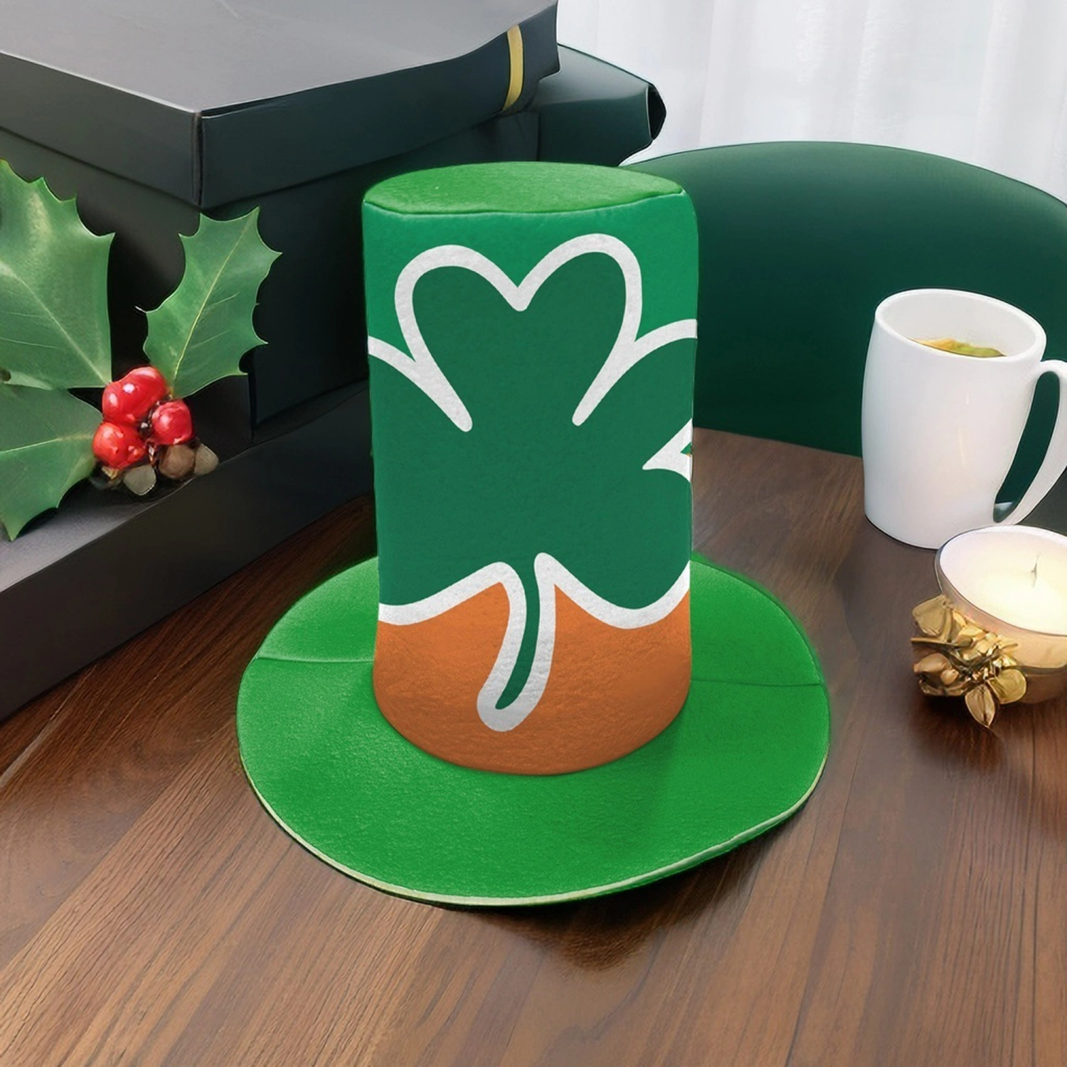 Ireland Festival Top Hat Irish Shamrock Green Top Cap Ireland Costume
