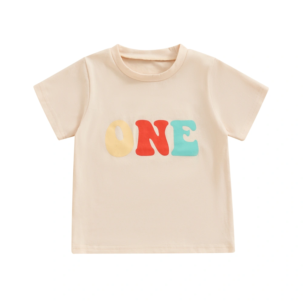 Kids T-shirt Short Sleeve Crew Neck Letters Print Birthday Summer Tops