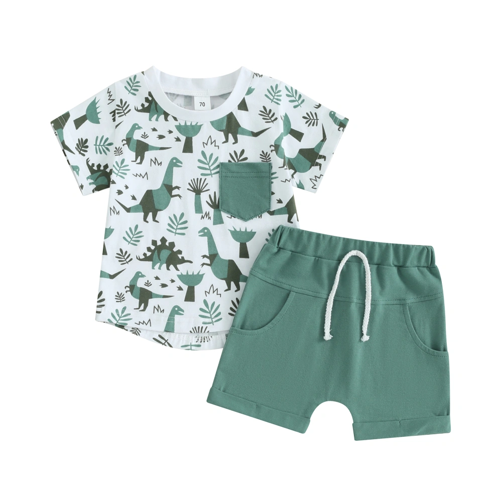 Toddler Boys Summer Outfits Dinosaur Print T-Shirts Tops Shorts