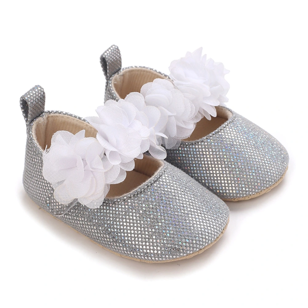 Baby Girl Canvas Flats Soft Soles Elegant Floral Mary Jane Dress Shoes