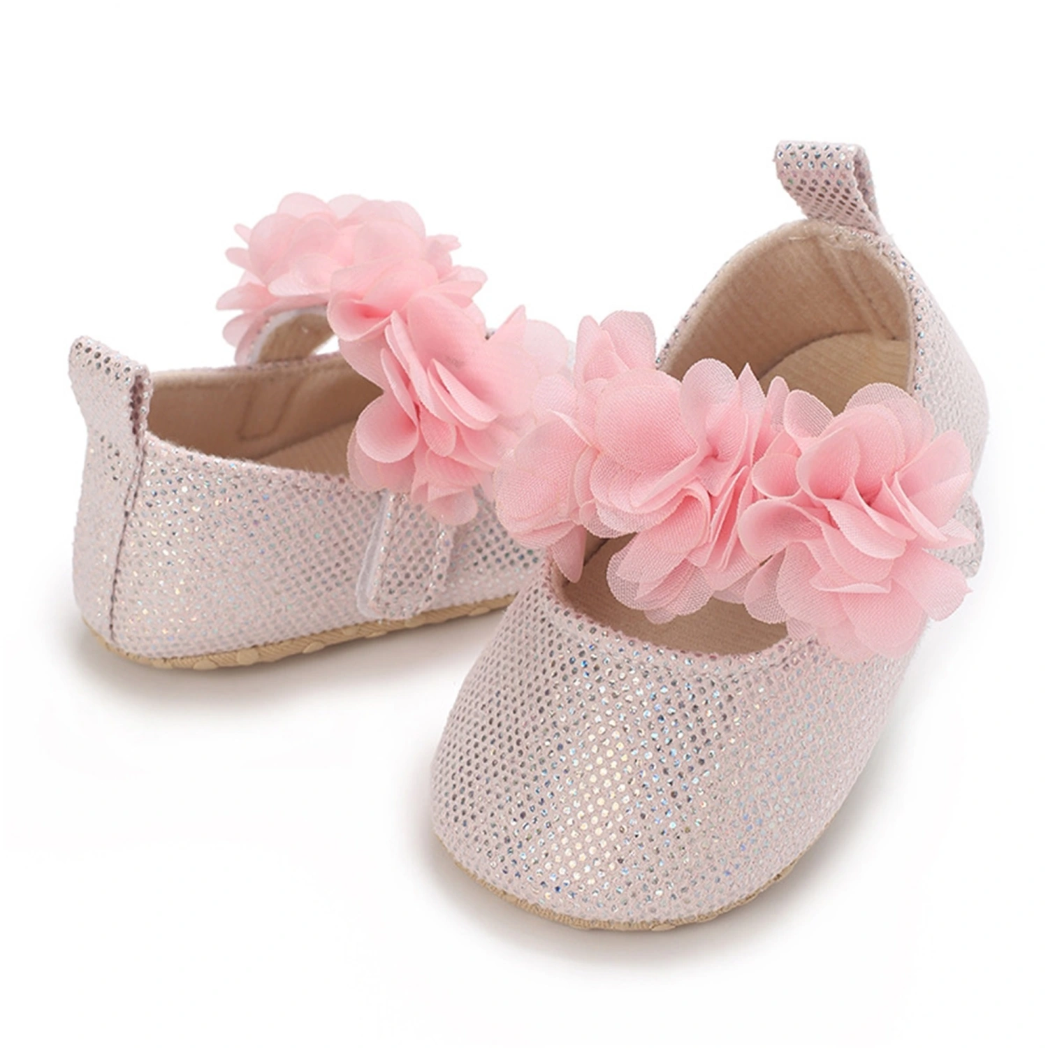 Baby Girl Canvas Flats Soft Soles Elegant Floral Mary Jane Dress Shoes