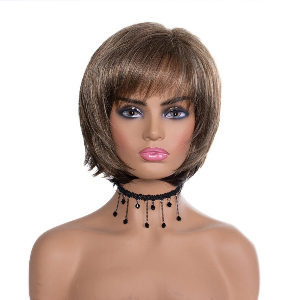 Women Short Hair Wigs, Natural Hairpieces Styling Wig with Bang