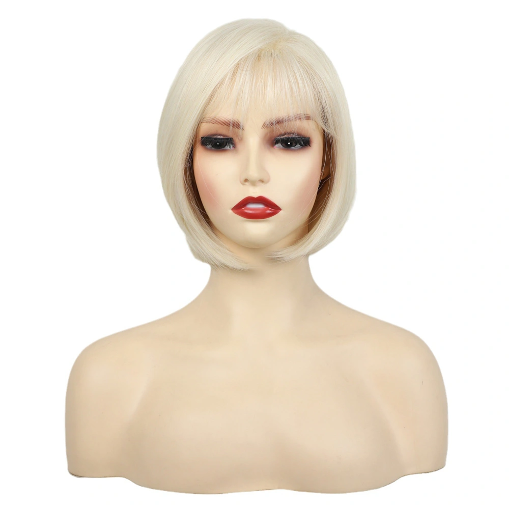 Short Hair Wigs Natural Realistic Straight Wig with Bangs for Women