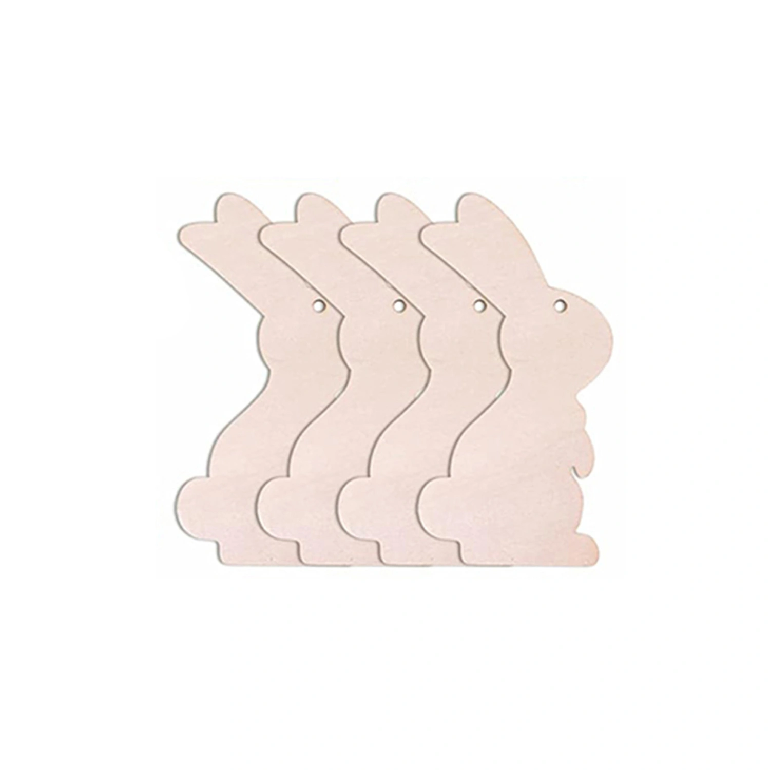 Easter DIY Rabbit Decoration Set, Wooden Bunny with Plush Ball Rope