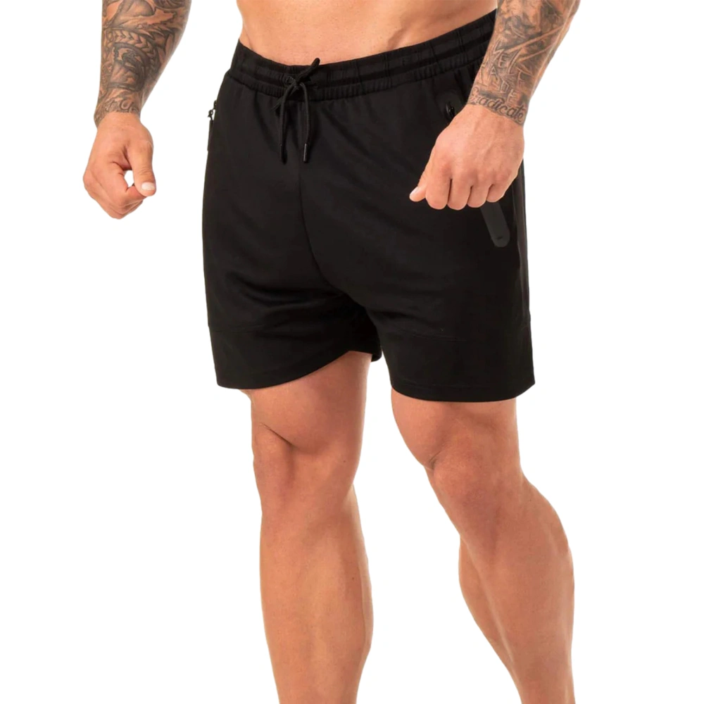 Men Sports Casual Shorts Patchwork Drawstring Elastic Waist Pants