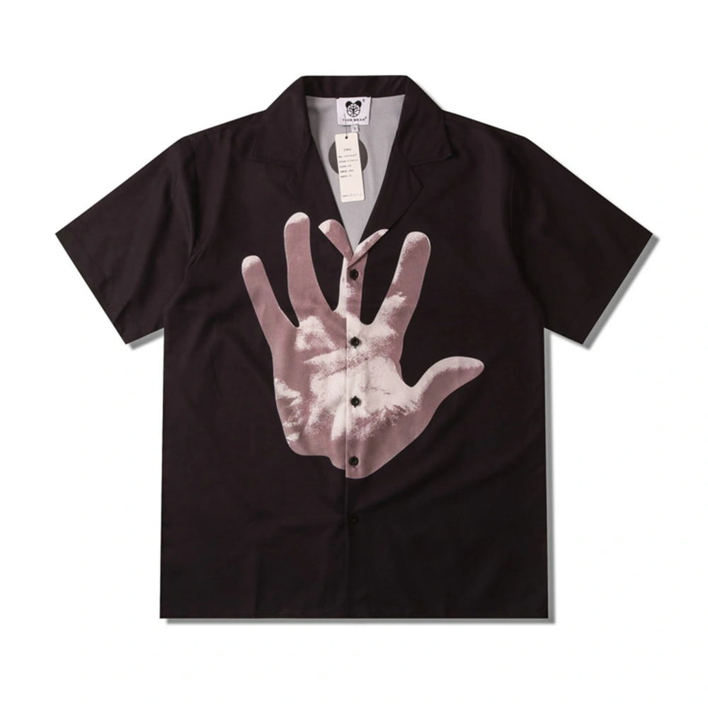 Men’s Shirt, Short Sleeve Button Closure Hands Print Summer Tops