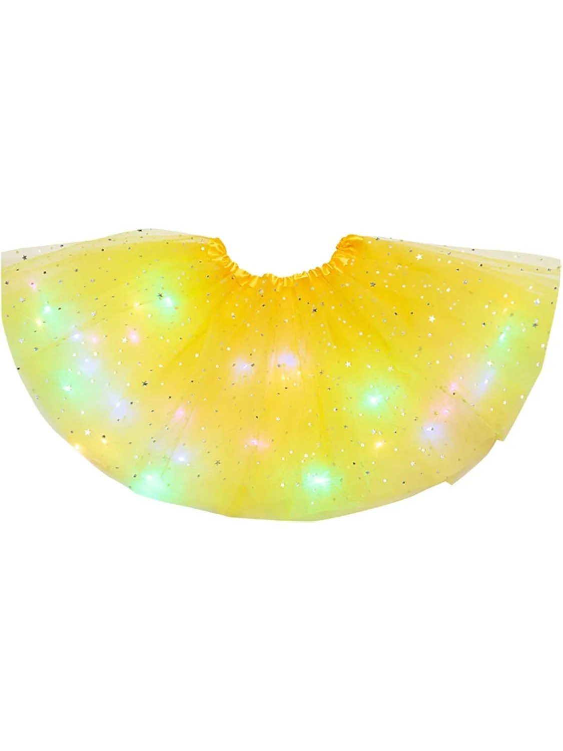 Women LED Tutu Skirt Elastic Waist Layered Tulle Skirt Light up Skirt