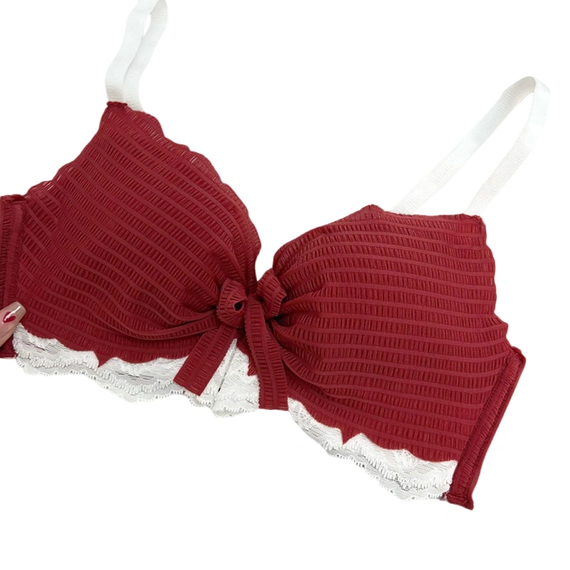 Women Push up Bra Lace Patchwork Cute Wireless Bras Lingerie