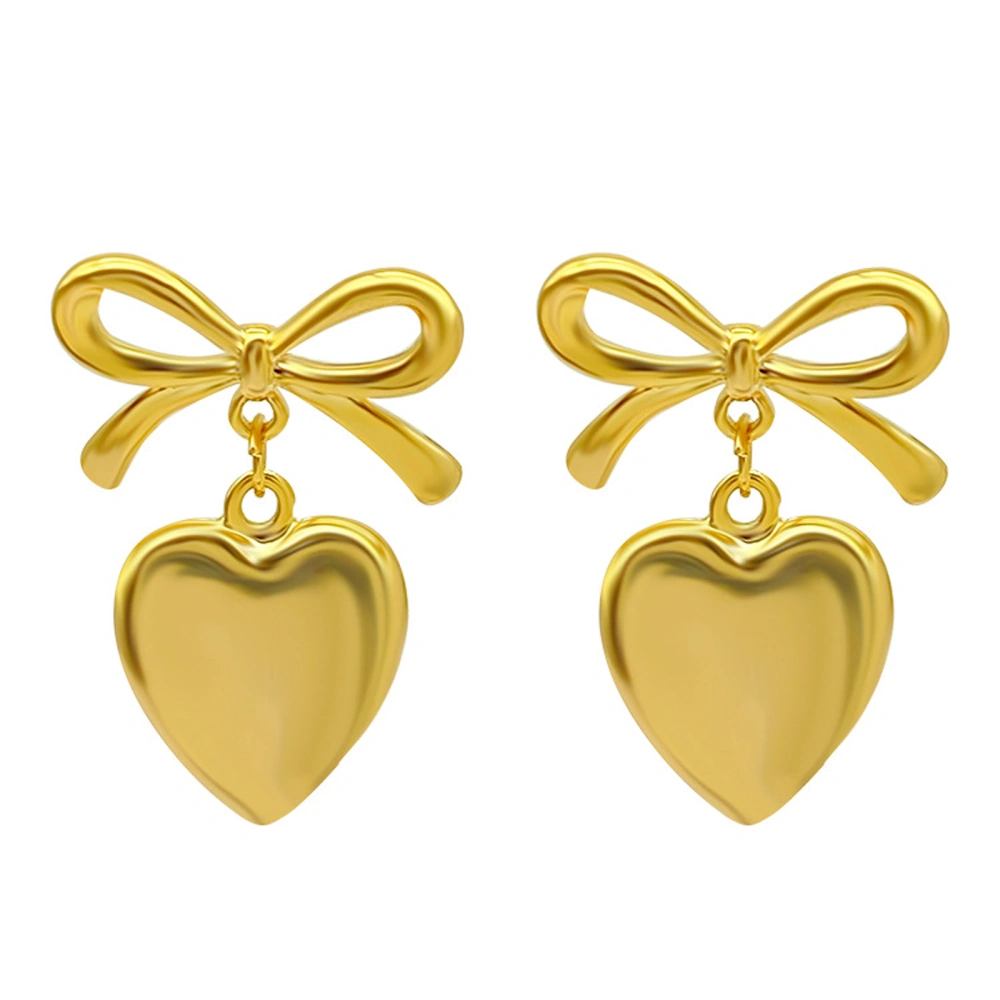 Heart Earrings for Women Cute Silver Gold Bowknot Heart Drop Earrings