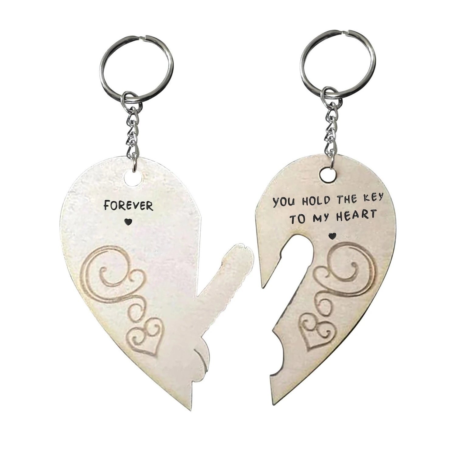 Wooden Keychains, Heart Shape Hanging Pendant for Valentine's Day