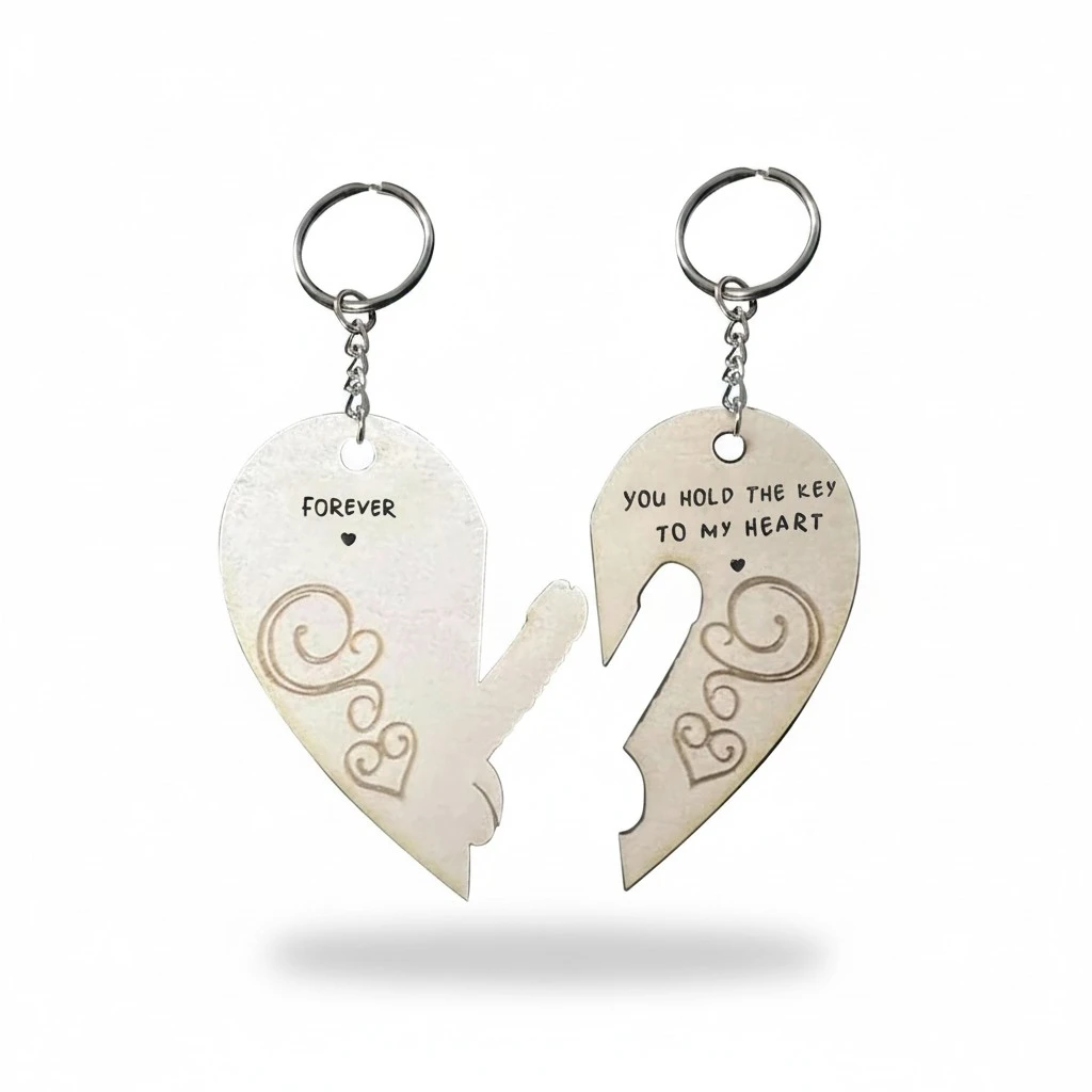 Wooden Keychains, Heart Shape Hanging Pendant for Valentine's Day