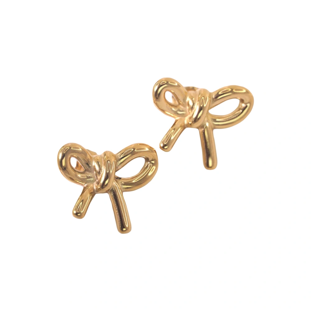 2 Pcs Gold Sliver Bow Earrings, Cute Bow Heart Earrings Jewelry  