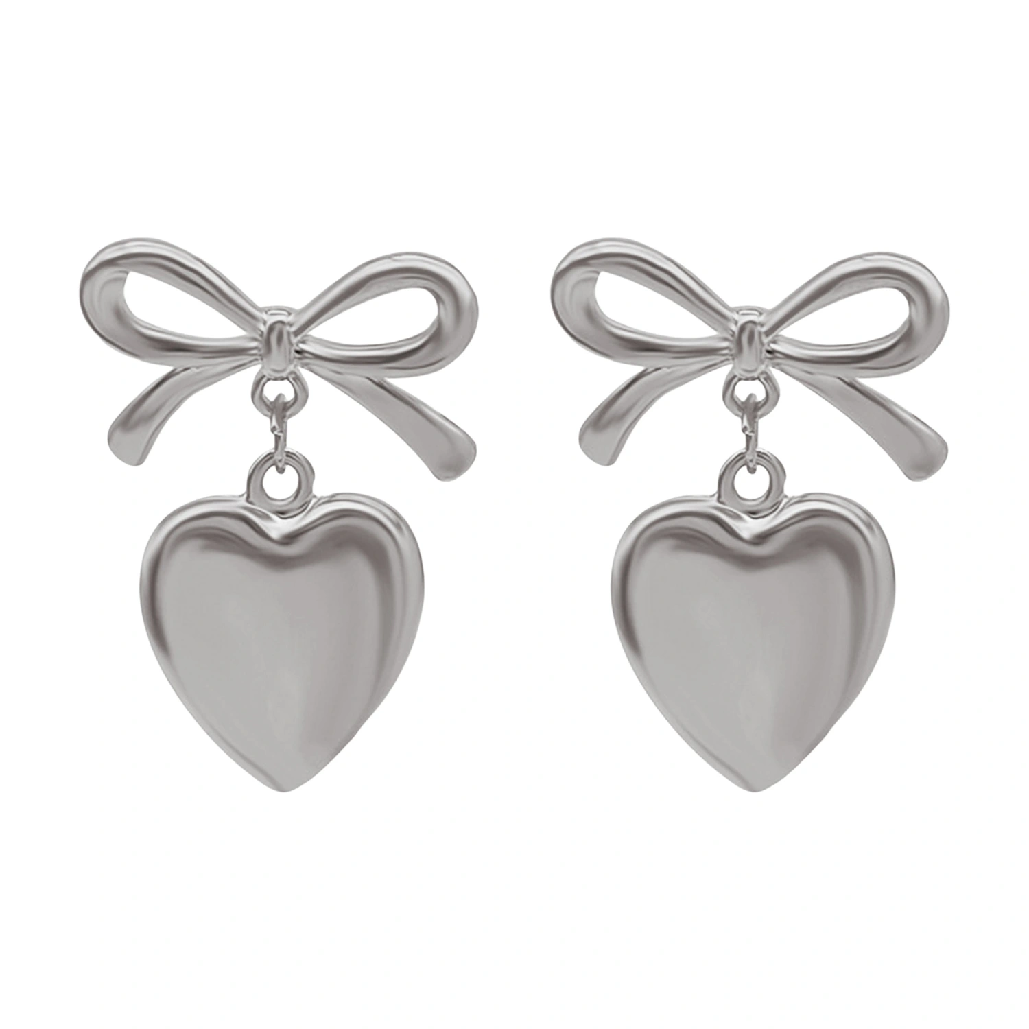 2 Pcs Gold Sliver Bow Earrings, Cute Bow Heart Earrings Jewelry  