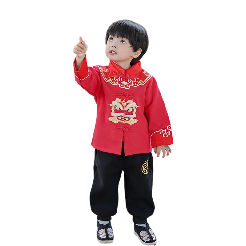 Baby Boy Chinese Traditional Clothes Dragon Embroidery Tops and Pants