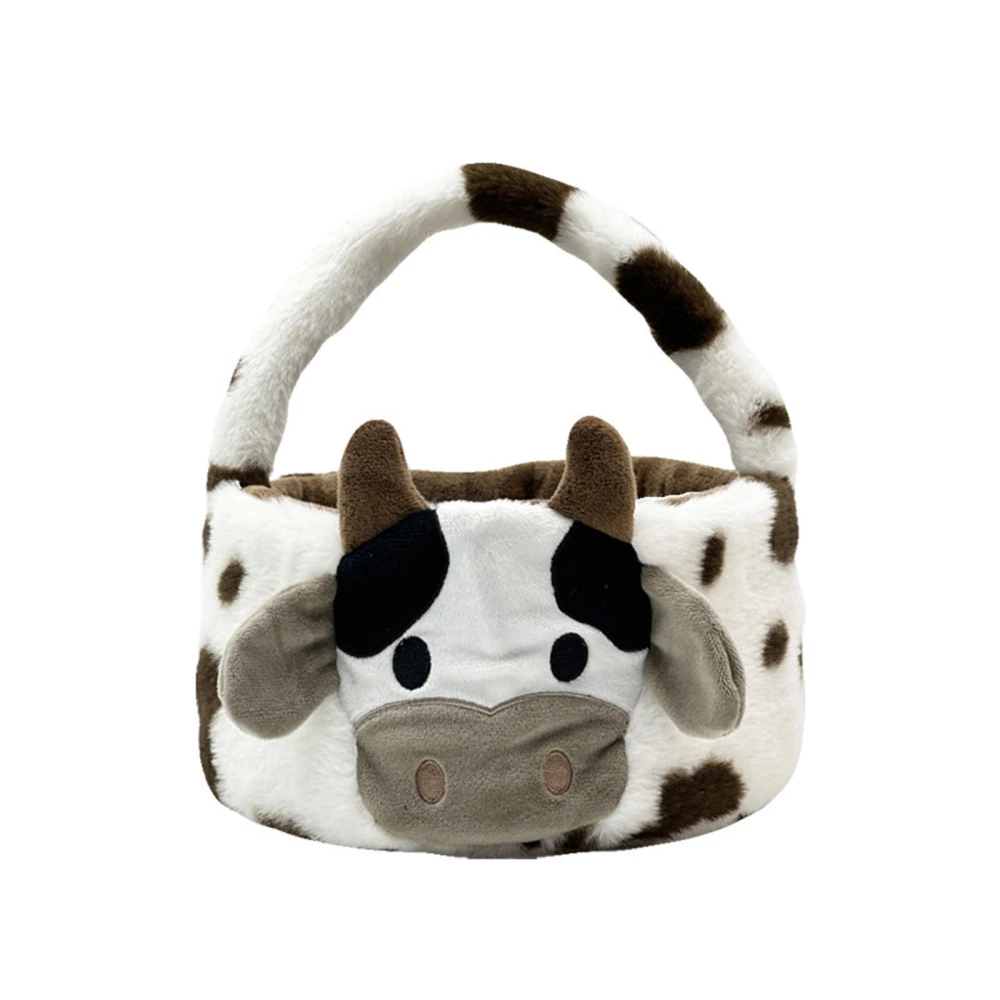 Cartoon Easter Cow Basket Cute Plush Cow Basket for Girl Boy