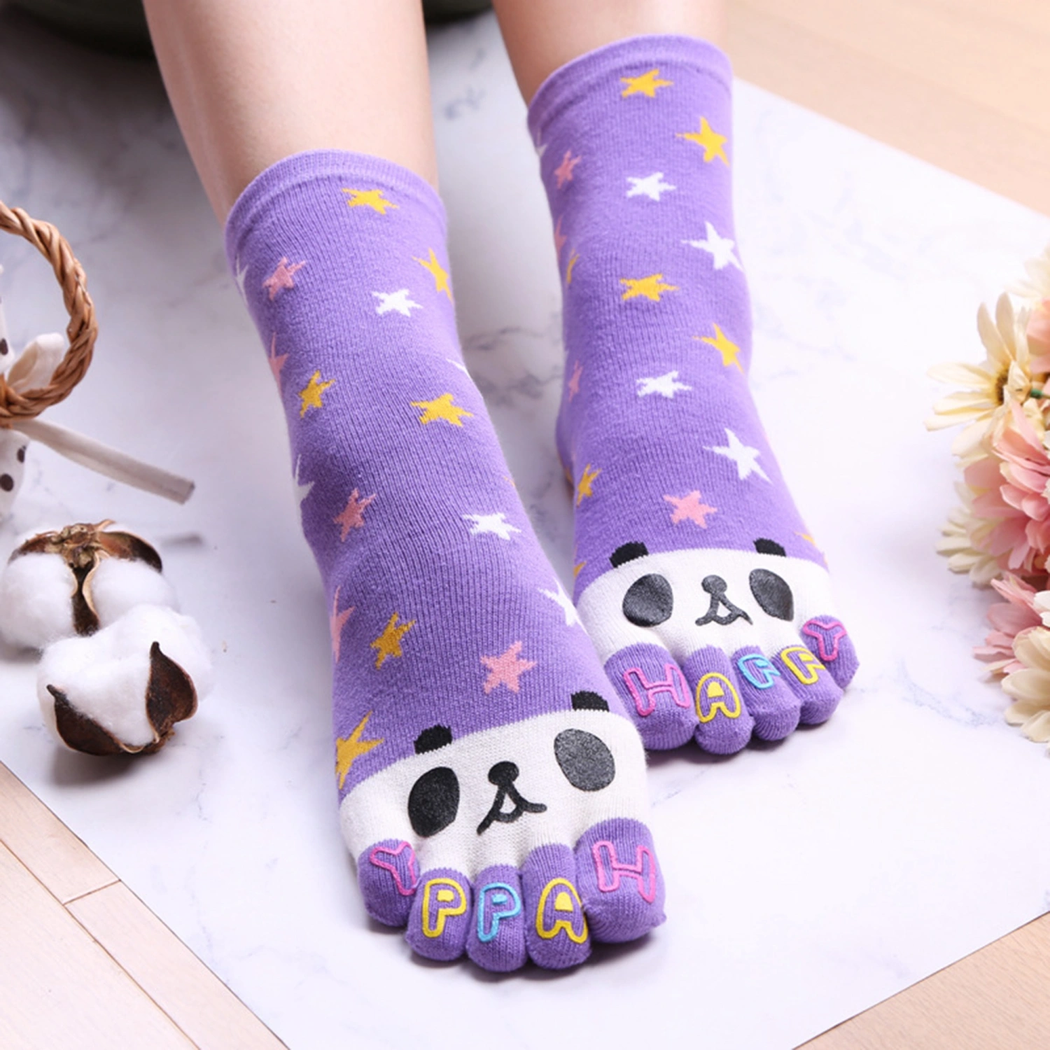 Women’s Elegant Crew Socks Cute Ankle Socks Soft Split Toe Socks