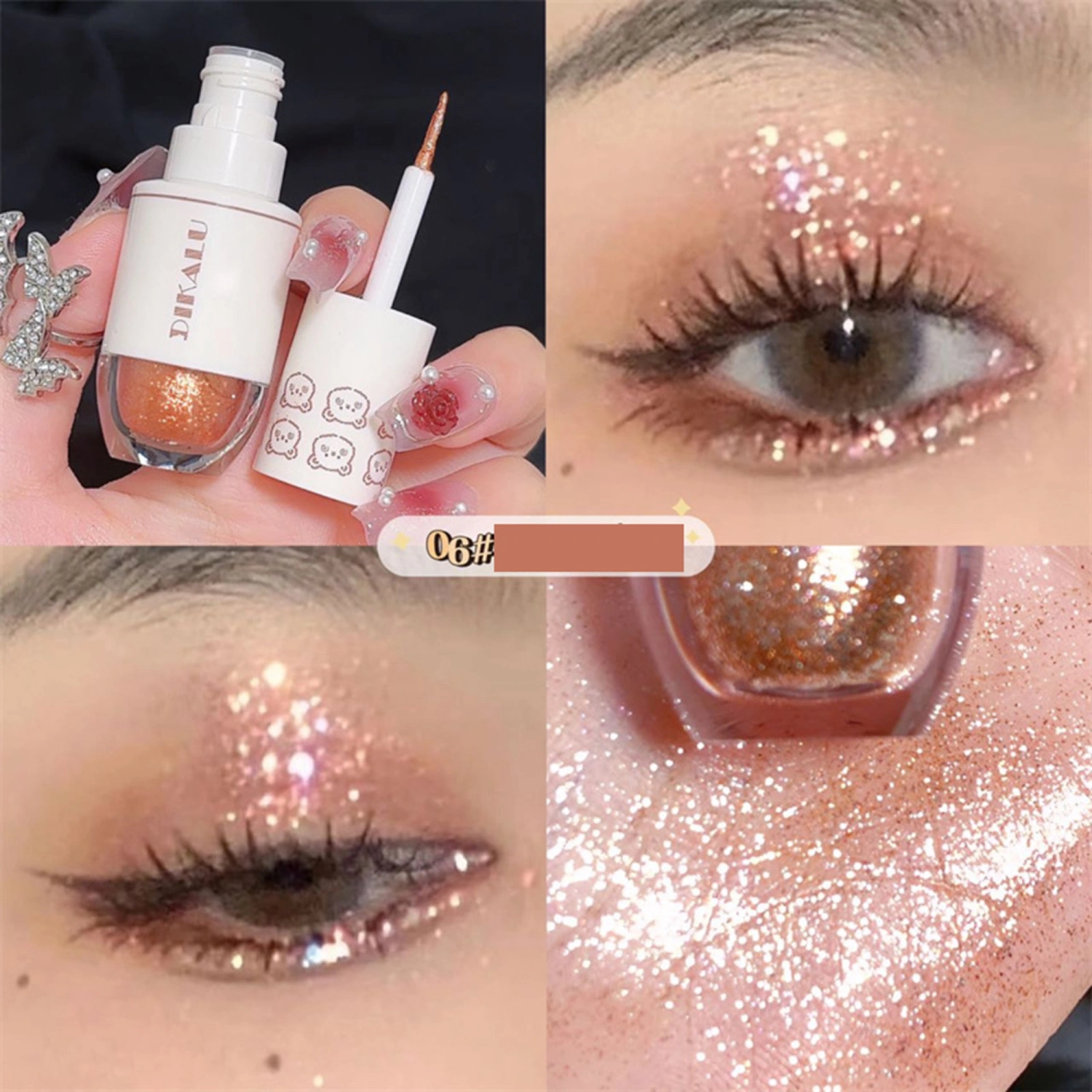 Cute Bear Glitter Diamond Liquid Eyeshadow, Sparkly Eye Shadow
