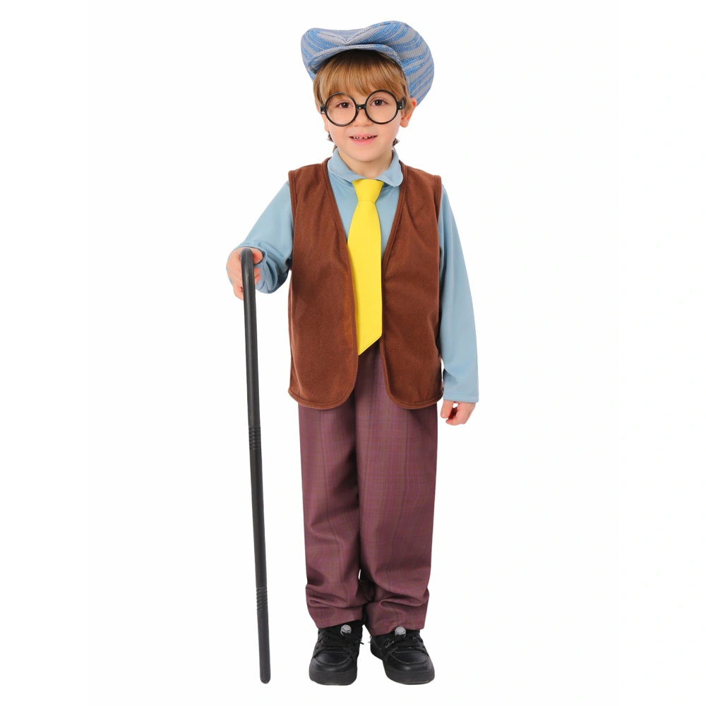 Old Man Costume for Kids, Christmas Boys Grandpa Costumes Set