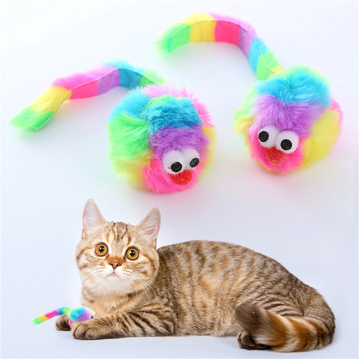 Cat Mouse Toy, Soft Plush Mice Anti-boring Interactive Toy with Sound