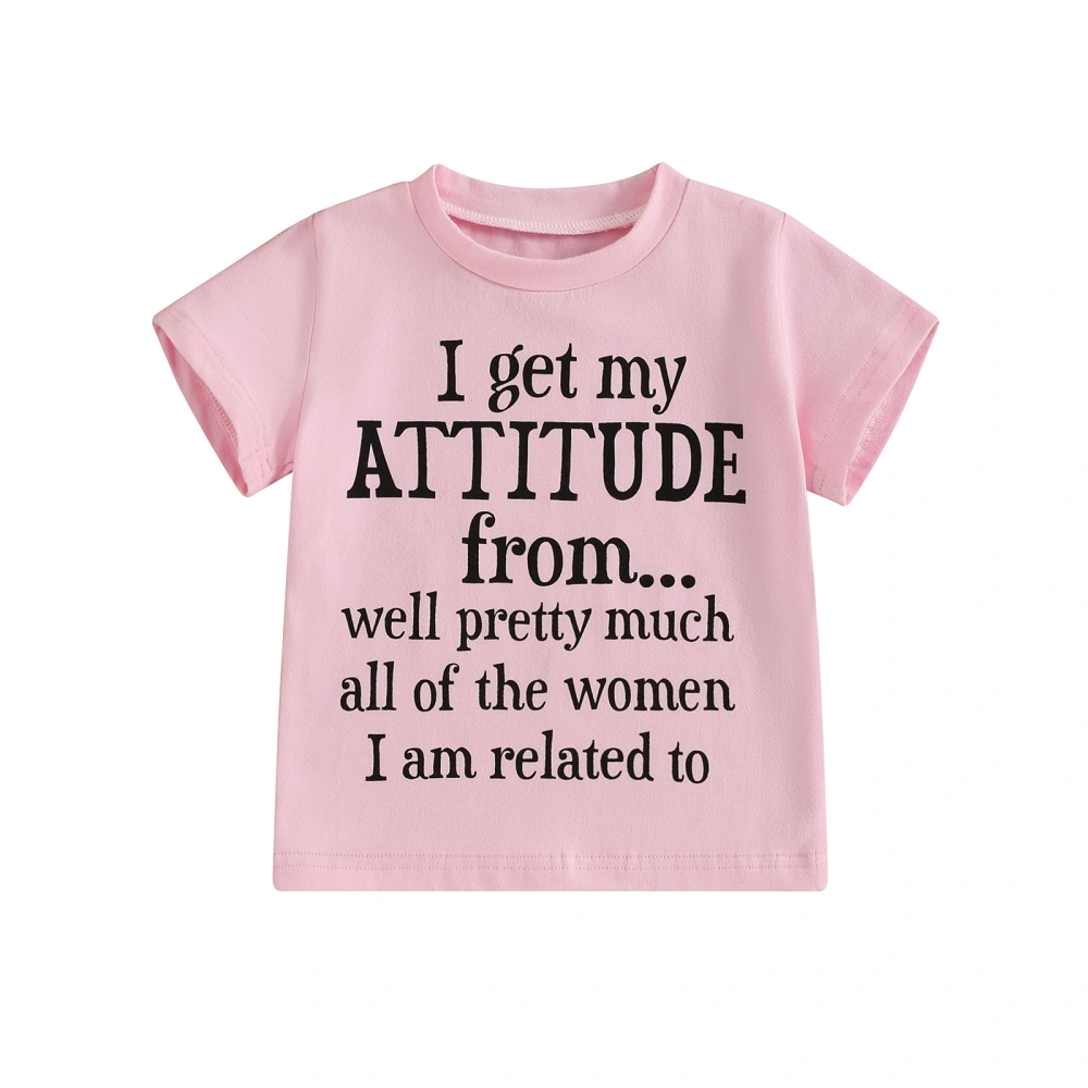 Kids Baby Girl T-Shirts Casual Letter Print Pullover Short Sleeve Tops