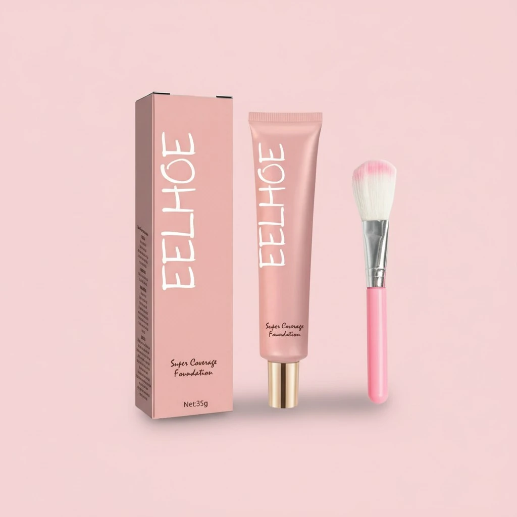 Liquid Foundation Makeup Facial Blemish Concealer with Makeup Brush