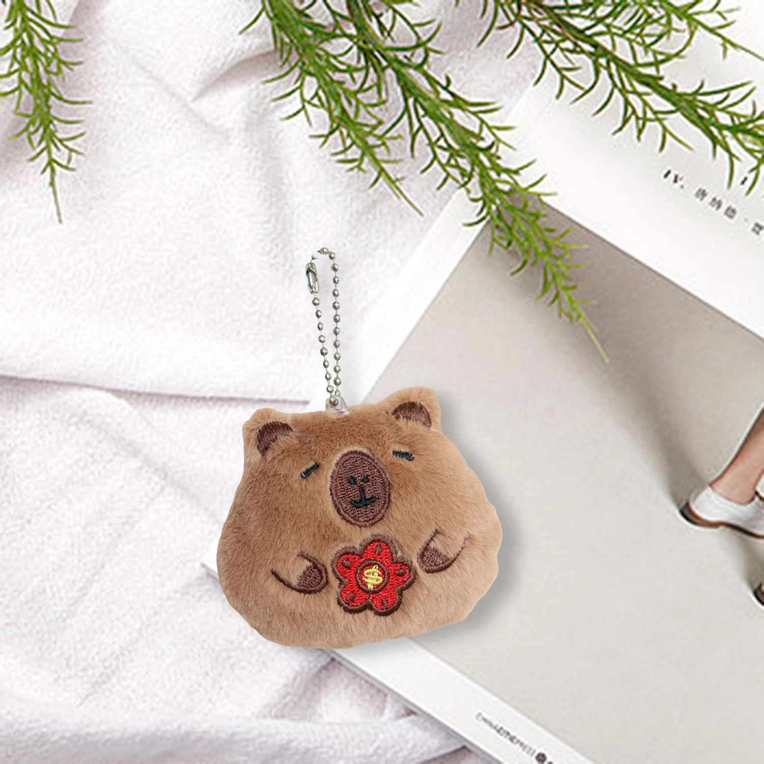 Plush Capybara Star Keychain Plushies Stuffed Animal Dolls Key Ring