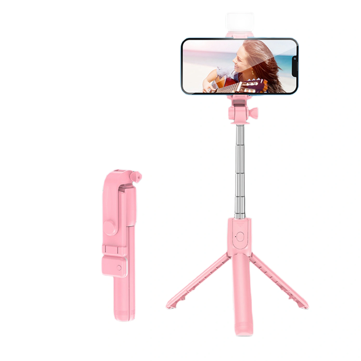 Selfie Stick Tripod, Remote Control Adjustable Tripod with Light