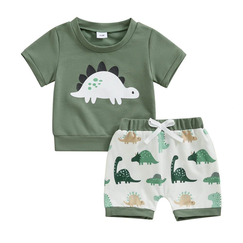 Boys Shorts Sets Short Sleeve Dinosaur Print Tops Shorts Sets