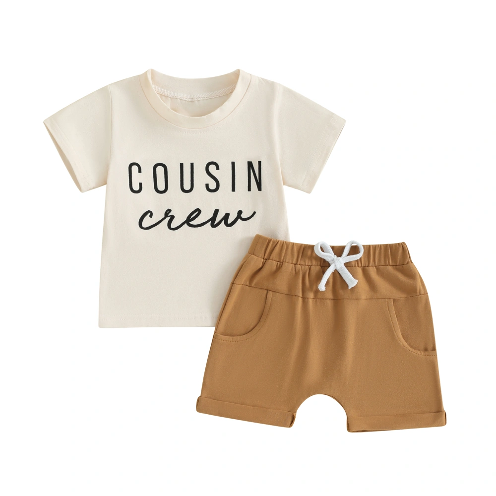 2Pcs Baby Boy Shorts Set Short Sleeve T-Shirt + Elastic Waist Shorts