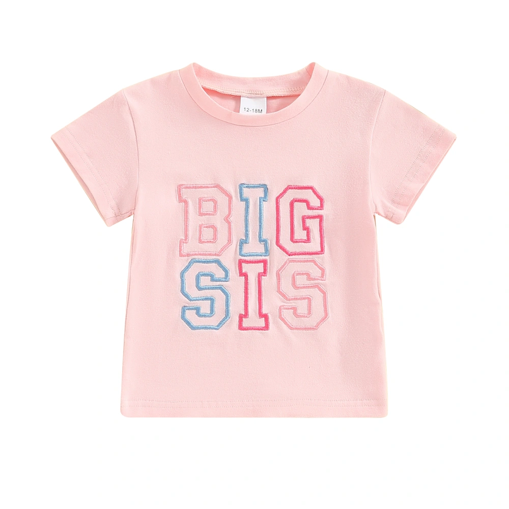 Sibling Matching Outfit Short Sleeve T-Shirt Letter Embroidery Romper 