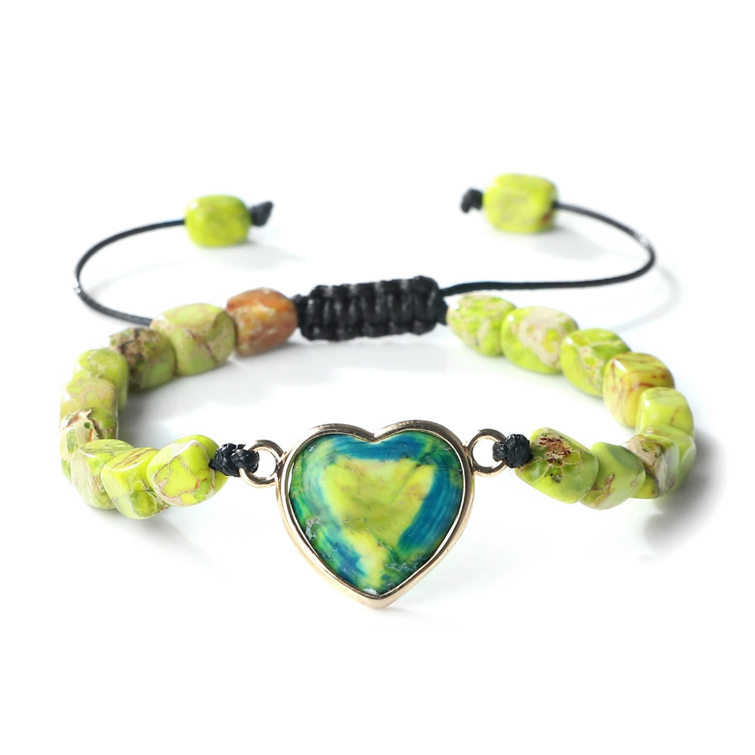 Handmade Woven Heart Stone Bracelets Stone Beaded Bracelets Jewelry