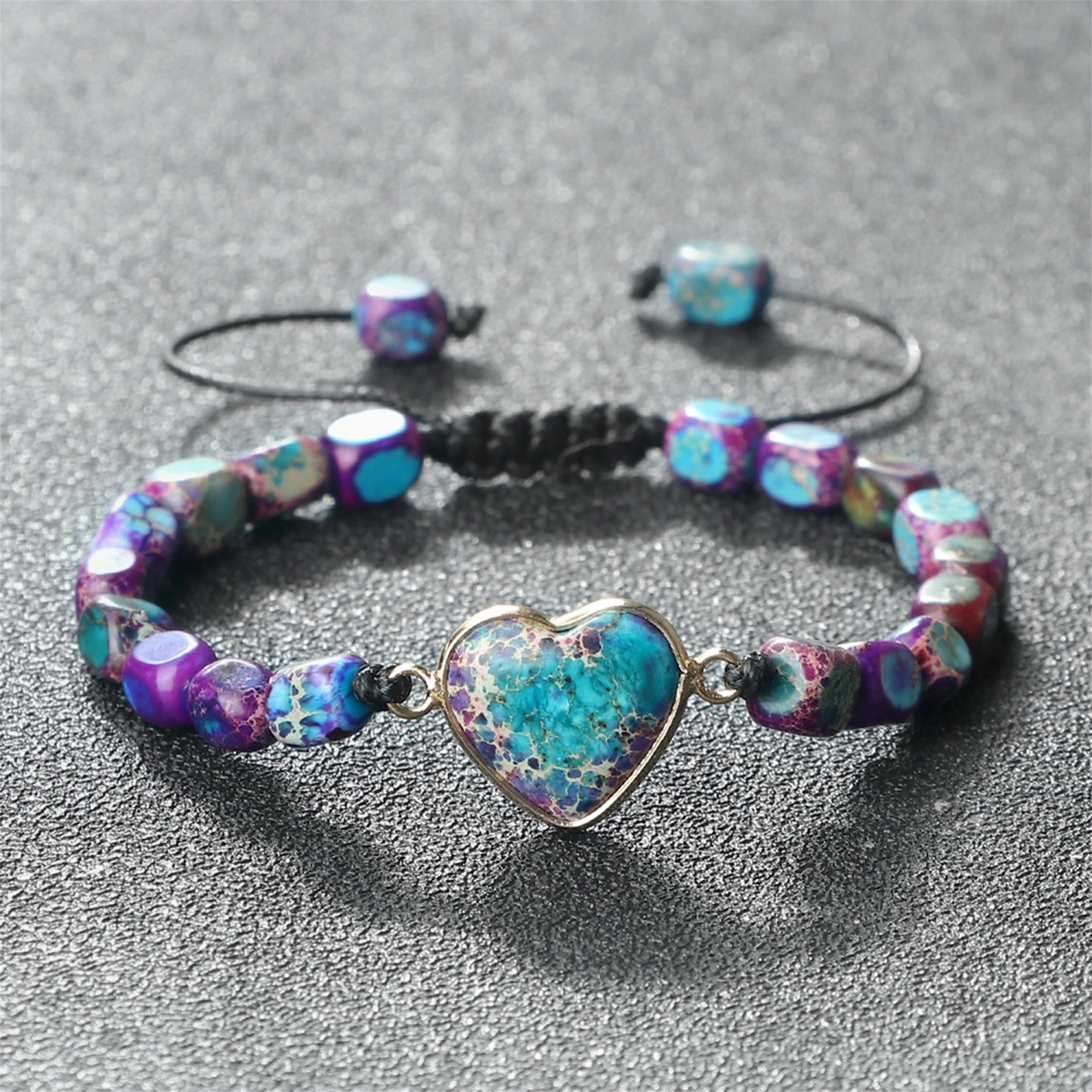 Handmade Woven Heart Stone Bracelets Stone Beaded Bracelets Jewelry