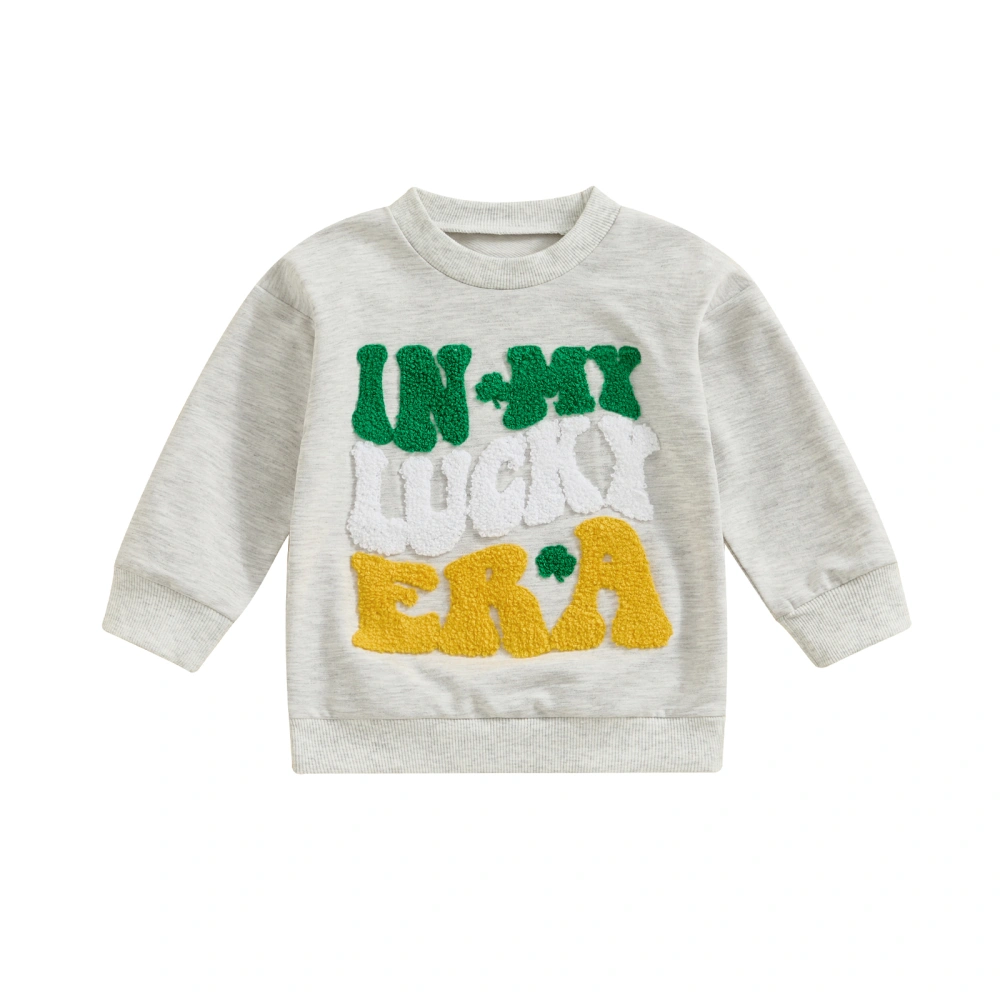 Baby Sweatshirts Shamrock Embroidery Long Sleeve Toddler Pullovers