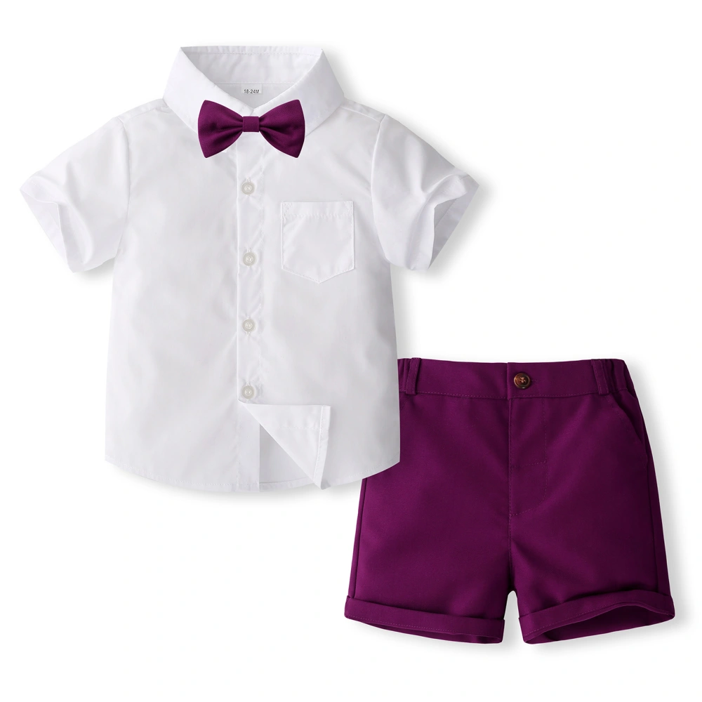 Toddler Boy Gentleman Outfit Short Sleeves Shirt and Shorts Set