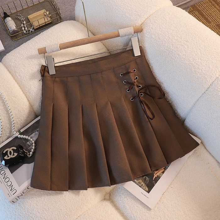 Women's Mini Skirt Solid Color Pleated A-line Skirt for Daily