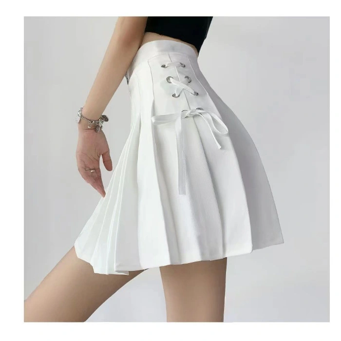 Women's Mini Skirt Solid Color Pleated A-line Skirt for Daily