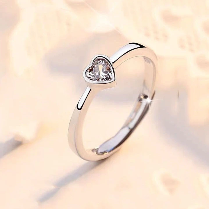 Matching Rings for Couples Personalized Heart Promise Rings Set