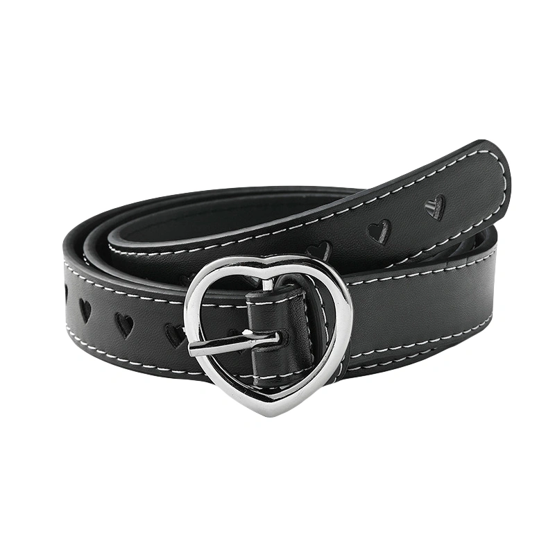 Heart Shape Buckle Waist Belt for Women Leather Adjustable Waistband 