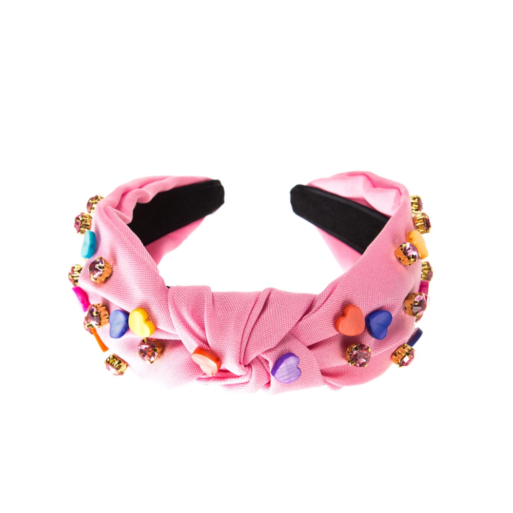 Women Valentine's Day Hair Hoop Candy Color Heart Knot Wide Headband