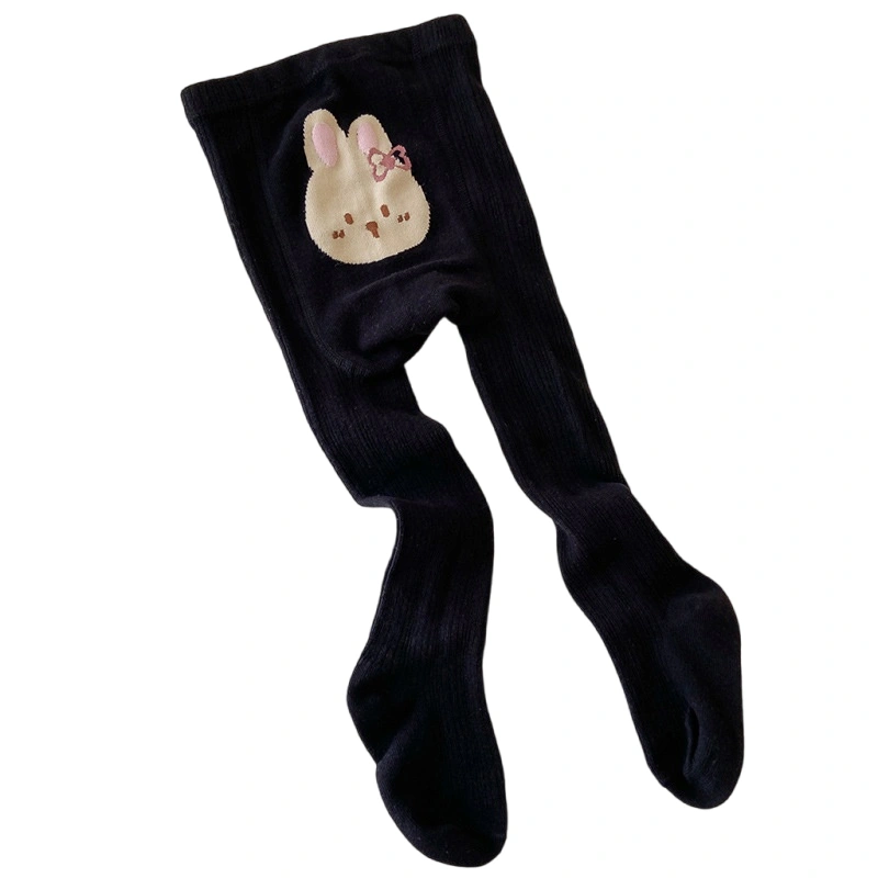 Girl Knit Leggings Toddler Elastic Band Rabbit Print Tights Pantyhose