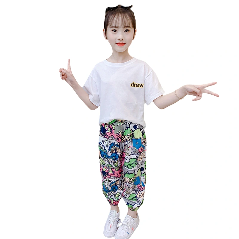 Baby Girl Summer Clothes Cartoon Dragon Print T-Shirt and Pants