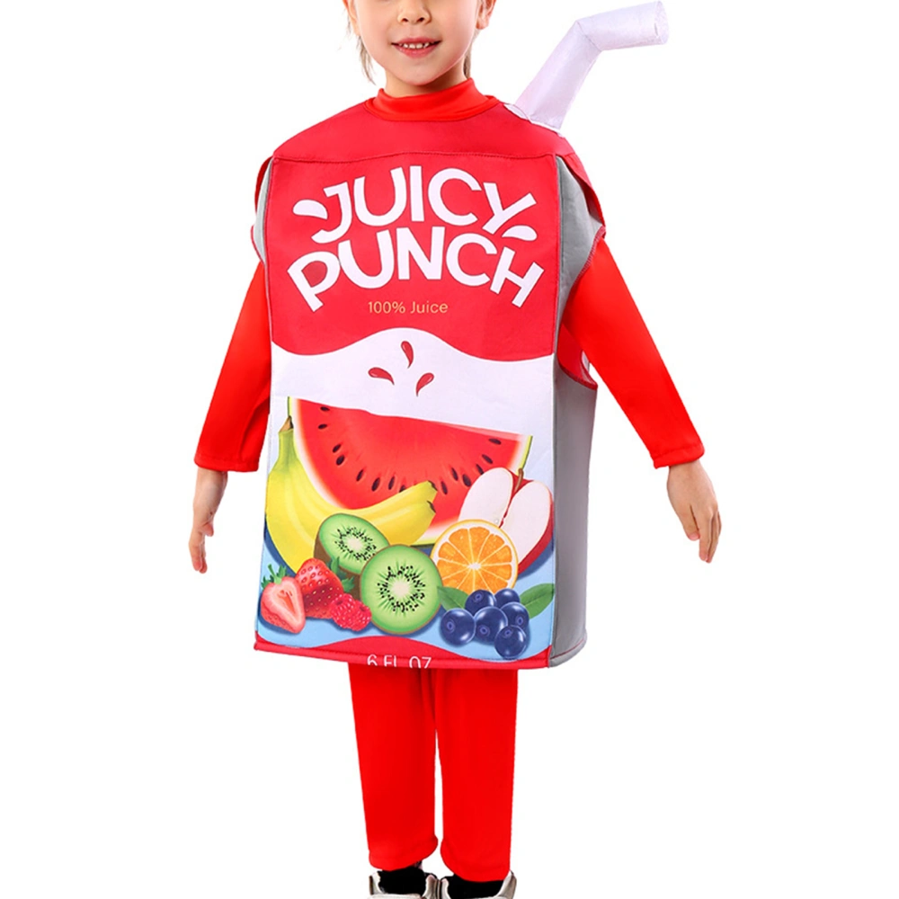 Kids Juice Box Costume Funny Drink Tank Tops with 3D Straw for Party 