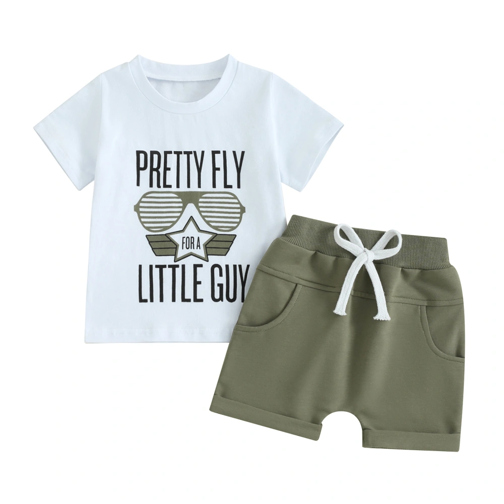 Baby Boy Summer 2 Piece Set, Short Sleeve Star Print Tops + Shorts 