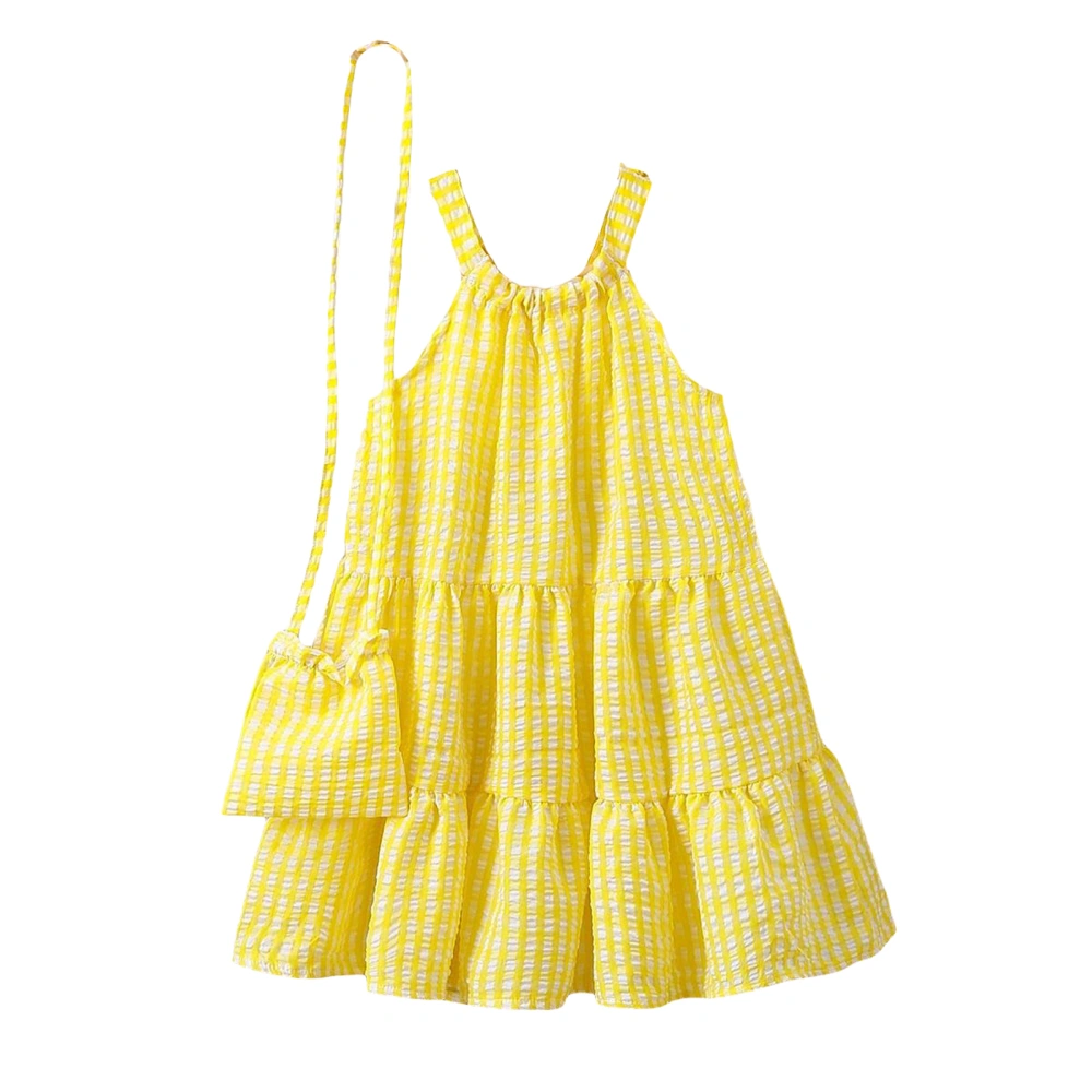 Baby Girls Sleeveless Dress Summer Plaid Print Halter A-Line Dress