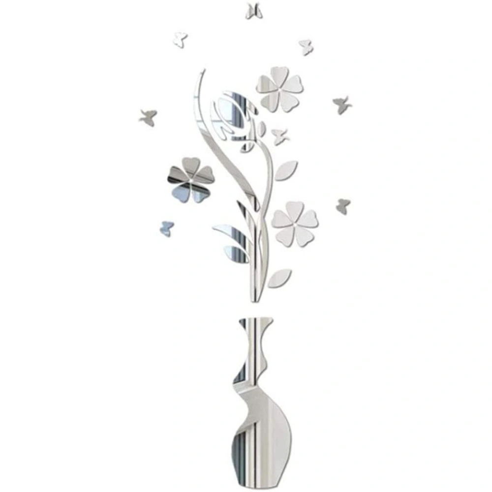 Acrylic Wall Stickers, 3D Flower Acrylic Mirror Wall Stickers Decor