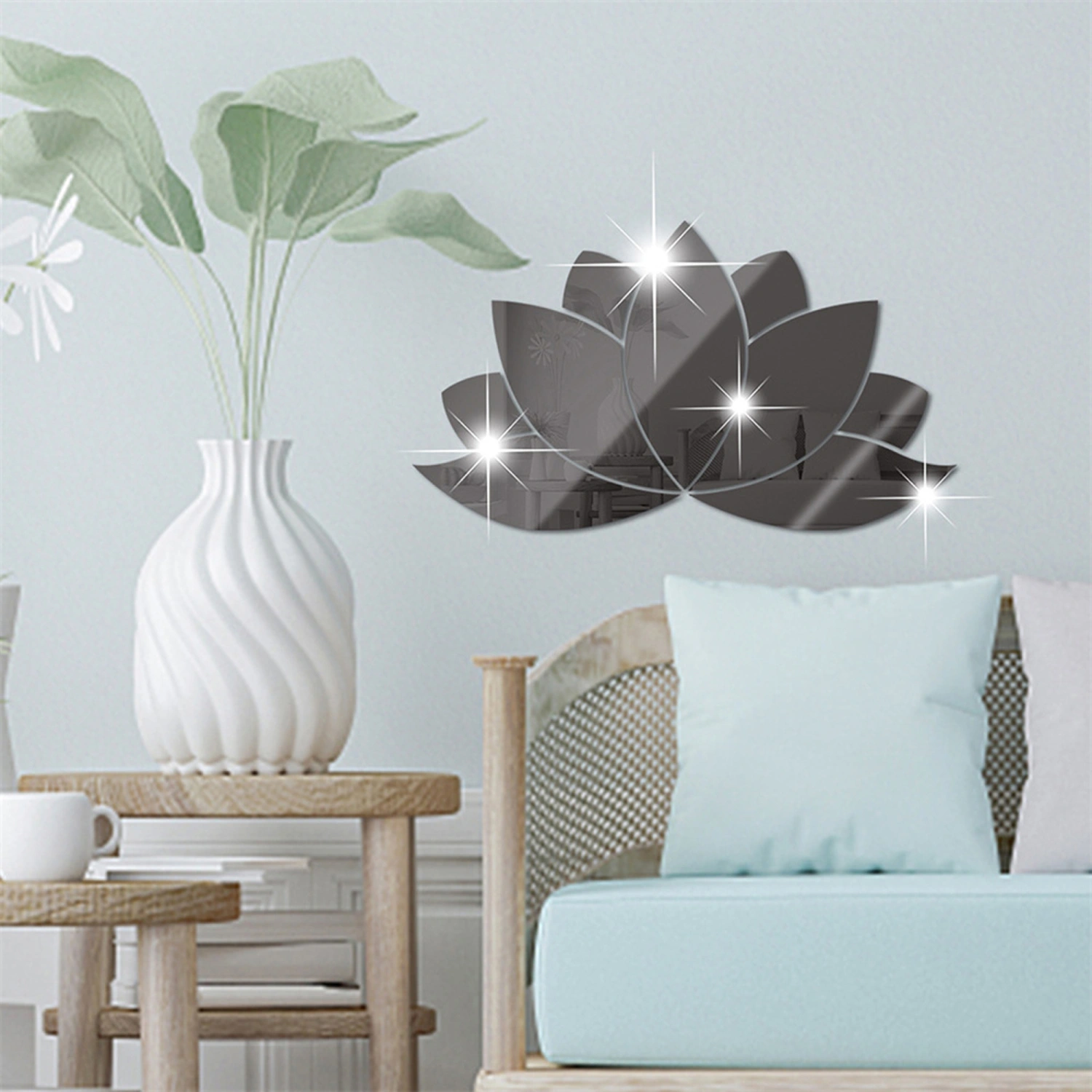 3D Lotus Flower Wall Decor Acrylic Mirror Wall Stickers Art Decals