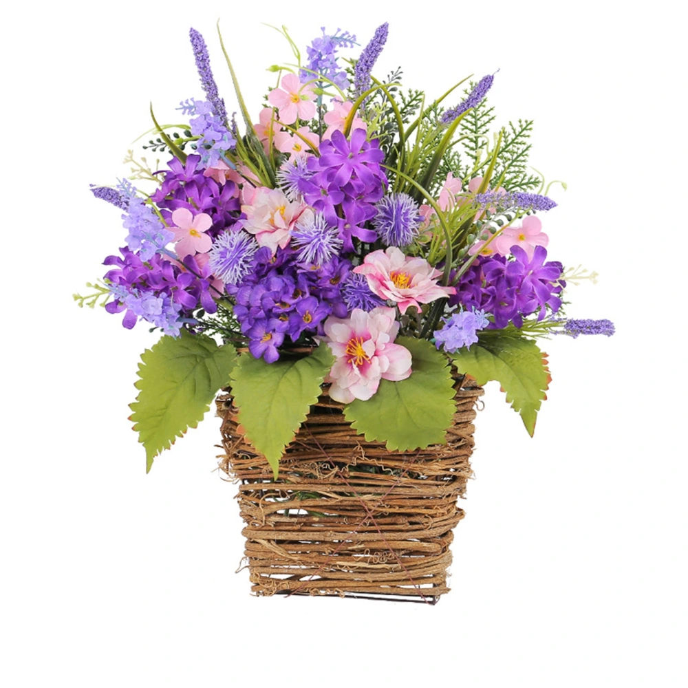 Artificial Flowers Plants Basket Decor 3D Lavender Hanging Decoration 