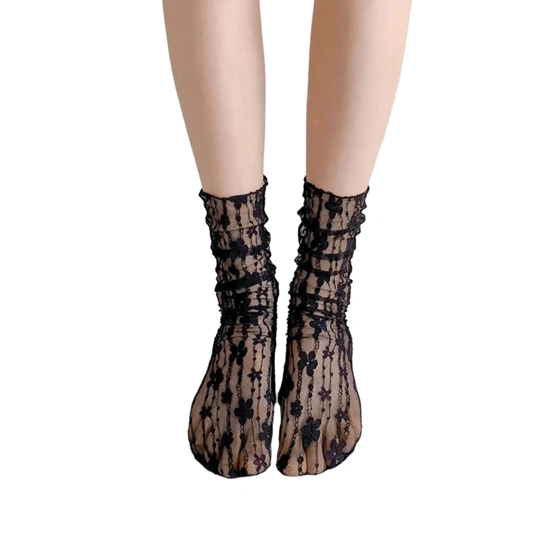 Women Summer Sheer Lace Socks Sweet Princess Mesh Mid Tube Socks