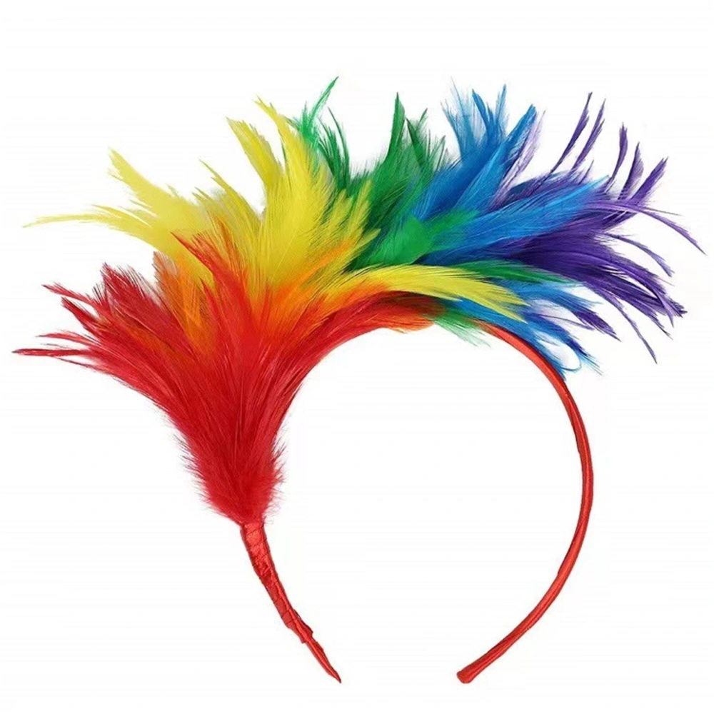 Mardi Gras Headband Rainbow Feather Cosplay Hair Band Hair Hoop