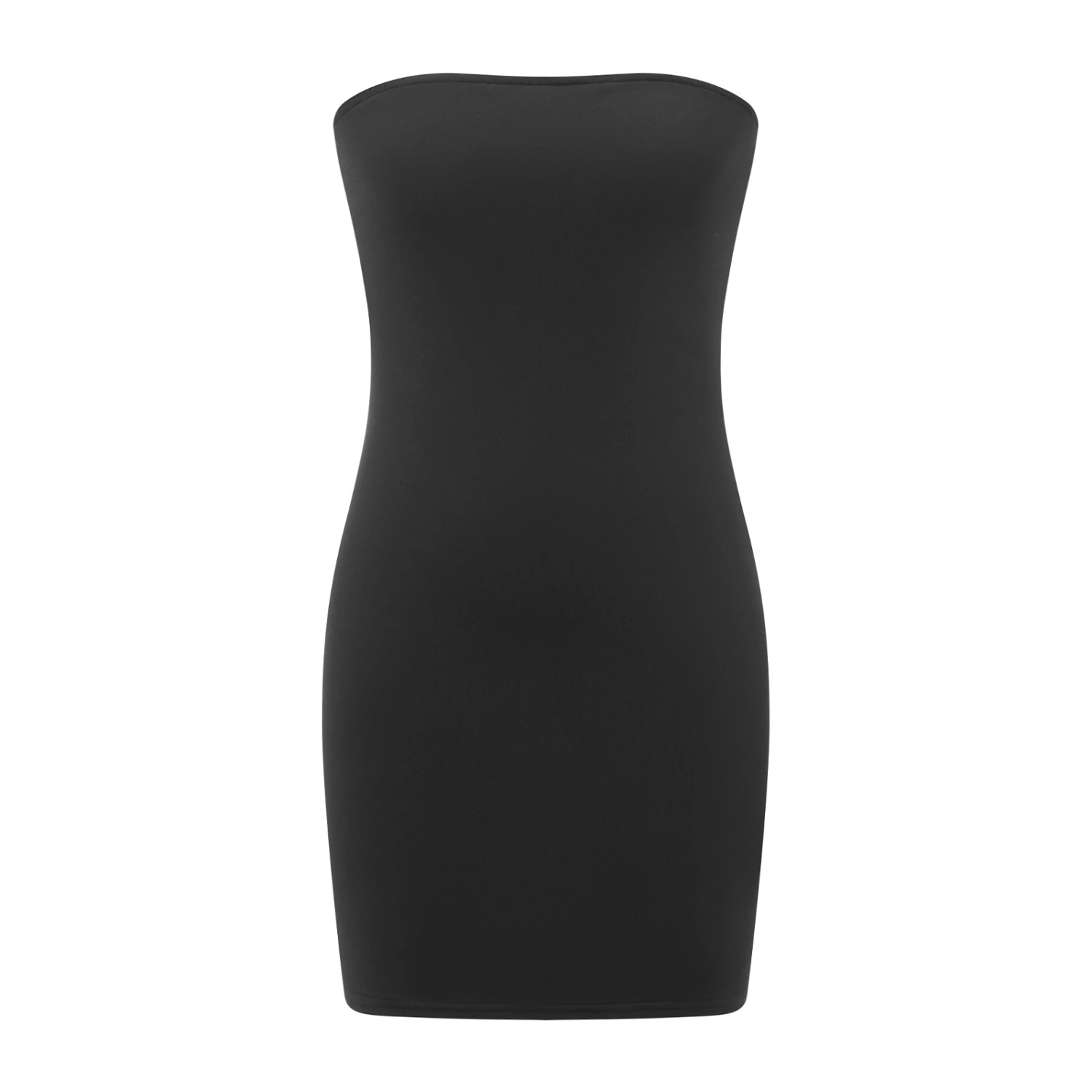 Women Mini Bodycon Dress Solid Color Boat Neck Strapless Tube Dress